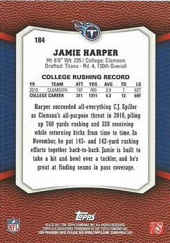 2011 Topps Rising Rookies - Gold #184 Jamie Harper Back