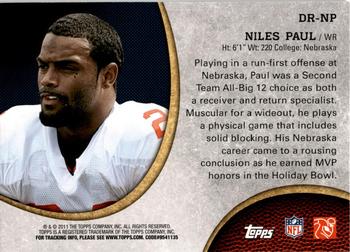 2011 Topps Rising Rookies - NFL Draft #DR-NP Niles Paul Back