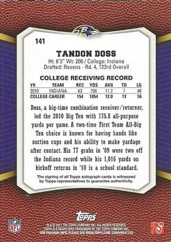 2011 Topps Rising Rookies - Rookie Autographs #141 Tandon Doss Back