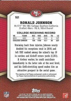 2011 Topps Rising Rookies - Rookie Autographs #161 Ronald Johnson Back