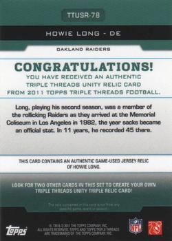 2011 Topps Triple Threads - Unity Relics Emerald #TTUSR-78 Howie Long Back