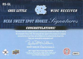 2011 Upper Deck Sweet Spot - Rookie Signatures #RS-GL Greg Little Back