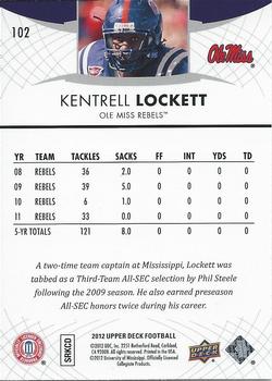 2012 Upper Deck #102 Kentrell Lockett Back