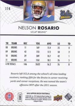 2012 Upper Deck #114 Nelson Rosario Back