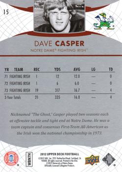 2012 Upper Deck #15 Dave Casper Back