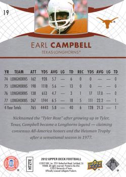 2012 Upper Deck #19 Earl Campbell Back