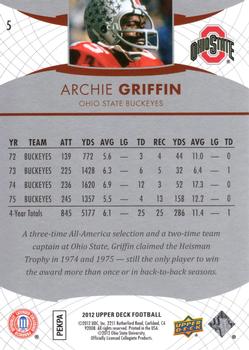 2012 Upper Deck #5 Archie Griffin Back
