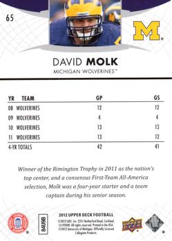 2012 Upper Deck #65 David Molk Back