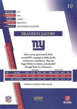 2007 Playoff Absolute Memorabilia #10 Brandon Jacobs Back