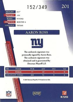 2007 Playoff Absolute Memorabilia #201 Aaron Ross Back