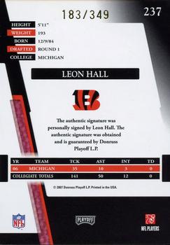 2007 Playoff Absolute Memorabilia #237 Leon Hall Back