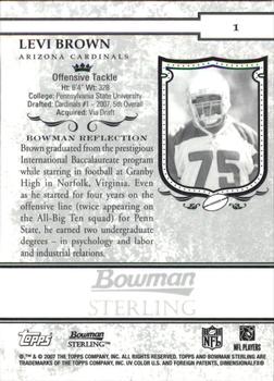 2007 Bowman Sterling #1 Levi Brown Back