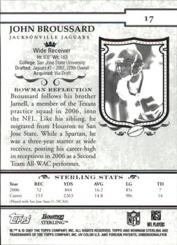 2007 Bowman Sterling #17 John Broussard Back