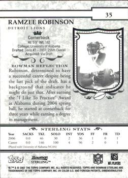 2007 Bowman Sterling #35 Ramzee Robinson Back