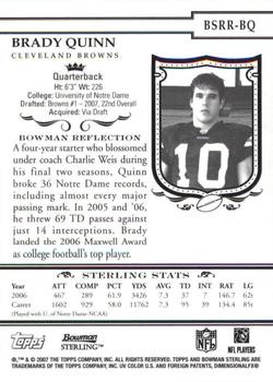 2007 Bowman Sterling #BSRR-BQ Brady Quinn Back