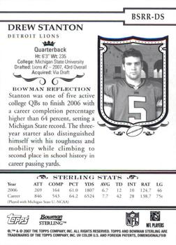 2007 Bowman Sterling #BSRR-DS Drew Stanton Back