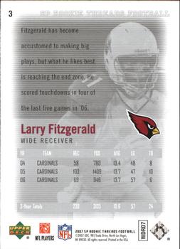 2007 SP Rookie Threads #3 Larry Fitzgerald Back