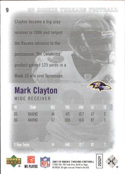 2007 SP Rookie Threads #9 Mark Clayton Back