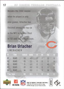 2007 SP Rookie Threads #17 Brian Urlacher Back