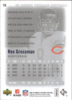 2007 SP Rookie Threads #19 Rex Grossman Back