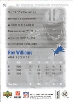 2007 SP Rookie Threads #36 Roy Williams Back