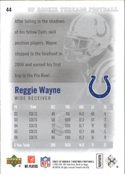 2007 SP Rookie Threads #44 Reggie Wayne Back