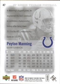 2007 SP Rookie Threads #47 Peyton Manning Back