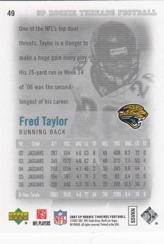 2007 SP Rookie Threads #49 Fred Taylor Back