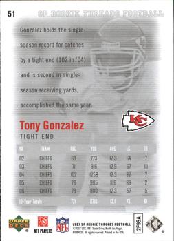 2007 SP Rookie Threads #51 Tony Gonzalez Back