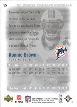 2007 SP Rookie Threads #55 Ronnie Brown Back