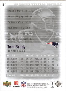 2007 SP Rookie Threads #61 Tom Brady Back