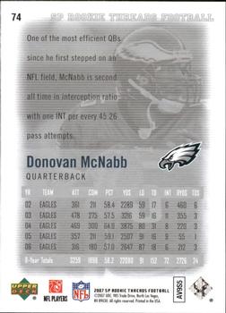 2007 SP Rookie Threads #74 Donovan McNabb Back