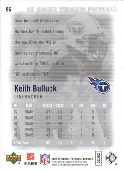2007 SP Rookie Threads #96 Keith Bulluck Back
