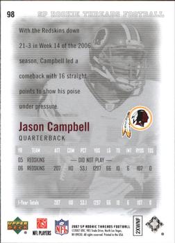 2007 SP Rookie Threads #98 Jason Campbell Back