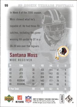 2007 SP Rookie Threads #99 Santana Moss Back