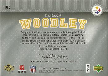 2007 SP Rookie Threads #105 LaMarr Woodley Back