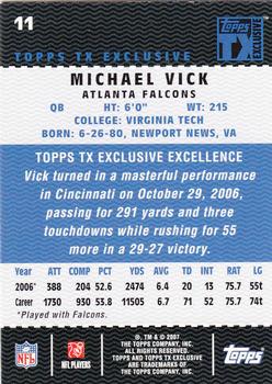 2007 Topps TX Exclusive #11 Michael Vick Back
