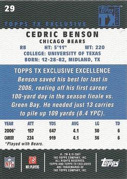 2007 Topps TX Exclusive #29 Cedric Benson Back