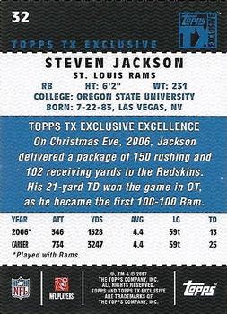 2007 Topps TX Exclusive #32 Steven Jackson Back