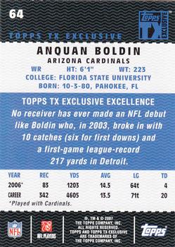 2007 Topps TX Exclusive #64 Anquan Boldin Back