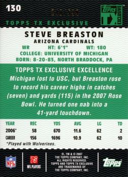 2007 Topps TX Exclusive #130 Steve Breaston Back
