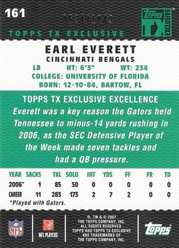 2007 Topps TX Exclusive #161 Earl Everett Back