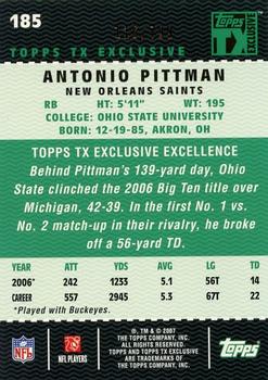 2007 Topps TX Exclusive #185 Antonio Pittman Back