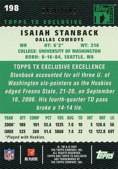 2007 Topps TX Exclusive #198 Isaiah Stanback Back