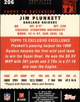 2007 Topps TX Exclusive #206 Jim Plunkett Back