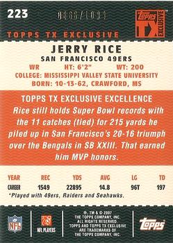 2007 Topps TX Exclusive #223 Jerry Rice Back