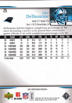 2007 Upper Deck #25 Jake Delhomme Back