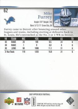 2007 Upper Deck #62 Mike Furrey Back