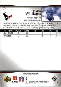 2007 Upper Deck #75 Mario Williams Back