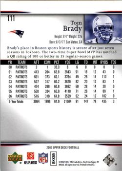 2007 Upper Deck #111 Tom Brady Back